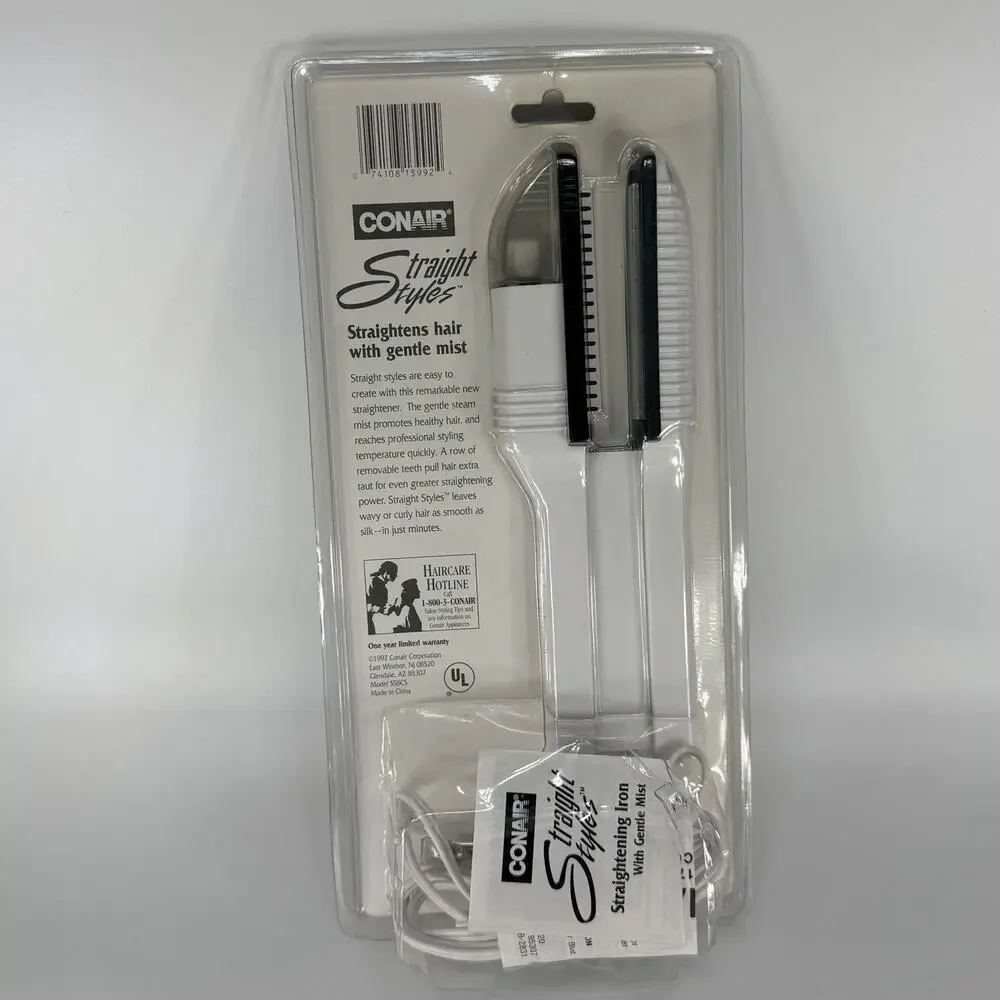 Vintage CONAIR Straight Styles Steam Hair Straightening Iron SS6CS 1997 NEW